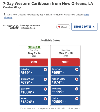 Carnival Price Comparing